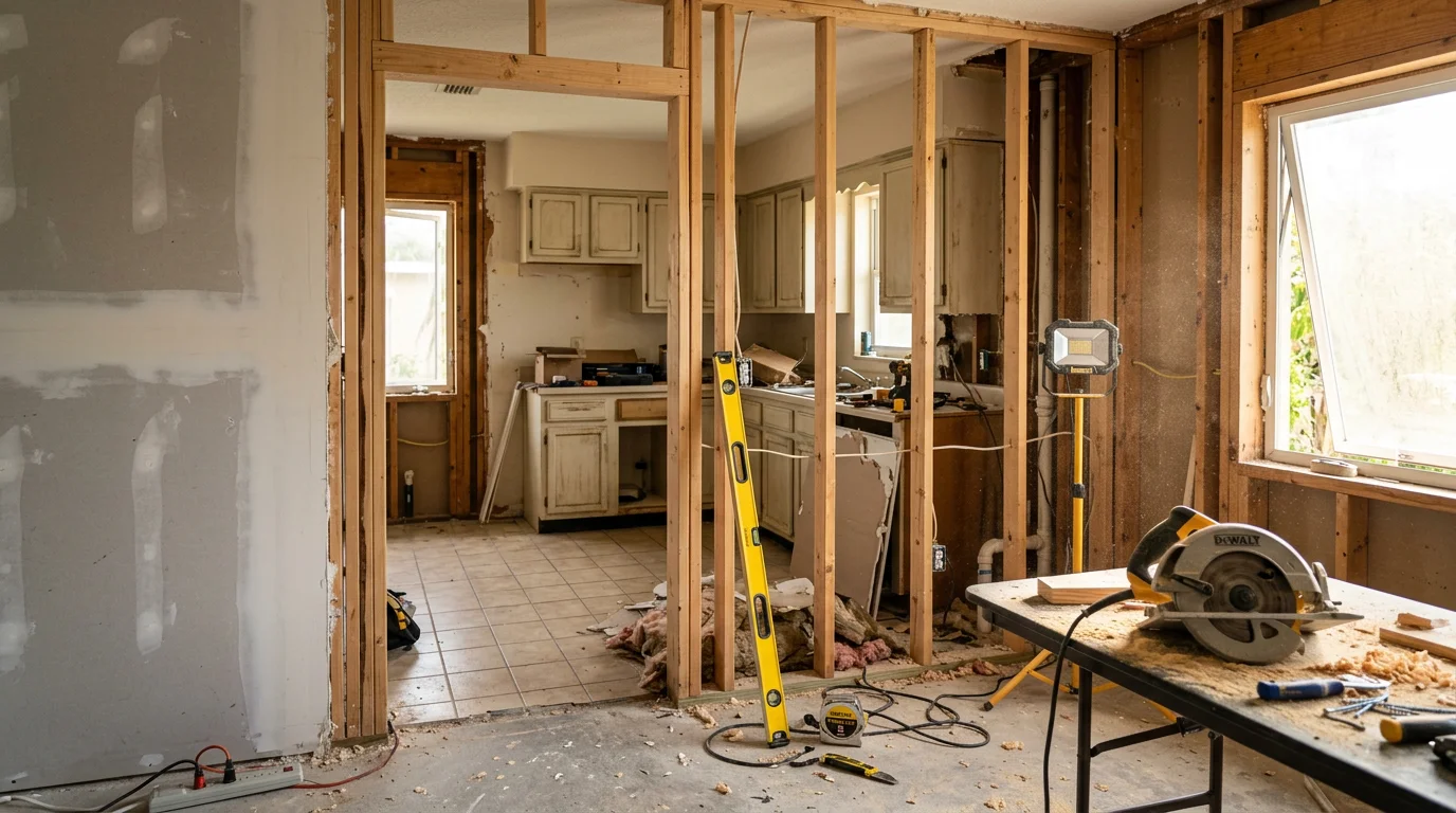 Remodeled kitchen interior in a Ft. Myers, FL home featuring updated cabinetry, new flooring, and an open layout. Work completed by Ser-Eve LLC, a licensed general contractor serving the Ft. Myers area.